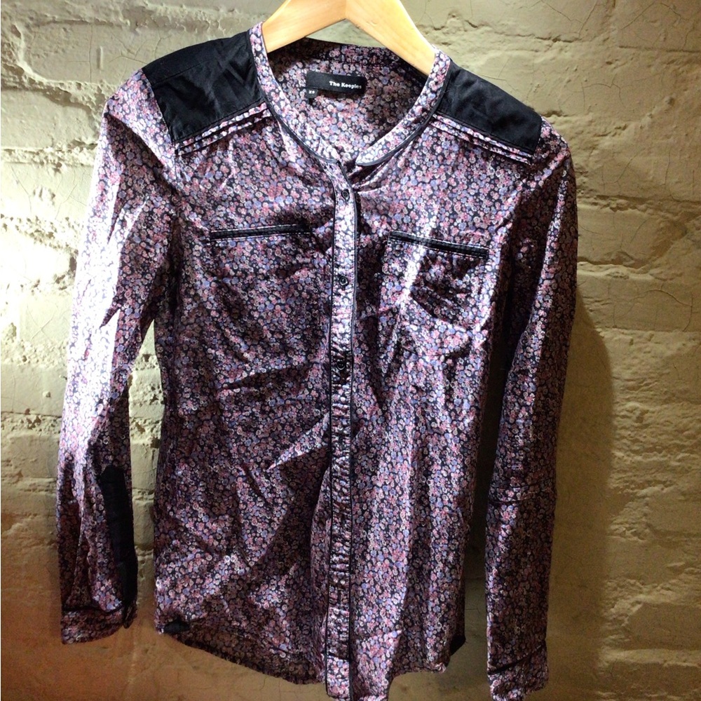NEW! The Kooples Floral Button-Up Shirt in Purple